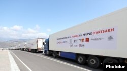 Հայաստան - Ֆրանսիայի մարդասիրական օգնությամբ բեռնատարները Լաչինի միջանցքի մոտ, 31-ը օգոստոսի, 2023թ.