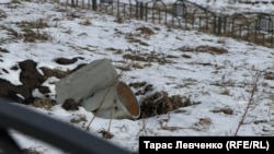 Хвіст ракети на центральній площі, Куп'янськ, лютий 2023 року