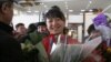 KYRGYZSTAN -- wrestling - women's sport - Meeting of champions and prize-winners of the World Championship, which took place in the city of Oslo, Norway - Aisuluu Tynybekova, Meerim Jumanazarova and Ayperi Medet kyzy - at Manas Airport October 10, 2021 