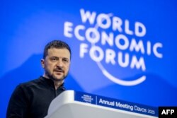 Volodimir Zelenski la Davos, 21 ianuarie 2025.