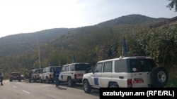 Armenia - A convoy of European Union monitors is seen in Syunik province, October 20, 2022.