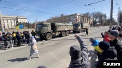 Мітинг у Херсоні проти російської окупації, 20 березня 2022 року