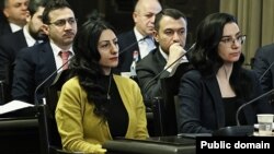 Armenia - Human rights ombudswoman Anahit Manasian (left) and Prosecutor-General Anna Vardapetian attend a cabinet meeting in Yerevan, January 16, 2025.