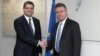 Belgium - EU Commissioner for Trade Karel De Gucht (R) meets with Armenian Prime Minister Tigran Sarkisian in Brussels, 05Dec2011.