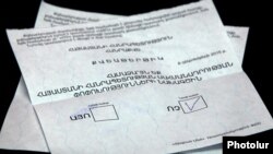 Armenia - A ballot cast in a constitutional referendum, Yerevan, 6Dec2015.