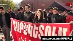 Armenia - An 'Against Military Service Bill' rally in front of Yerevan State University, 13Nov, 2017
