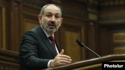 Armenia -- Prime Minister Nikol Pashinian gives a speech in the Armenian parliament.