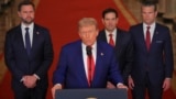 Дональд Трамп зьвяртаецца да нацыі зь Белага дому пасьля удараў ЗША па ядзерных аб'ектах Ірану 21 чэрвеня 2025 году