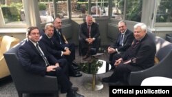 Հայաստանի, Ադրբեջանի արտգործնախարարներն ու համանախագահները Բրյուսելում, 11-ը հուլիսի, 2018թ.