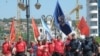 Komunisti na radničkom protestu u Kragujevcu, Foto: Branko Vučković