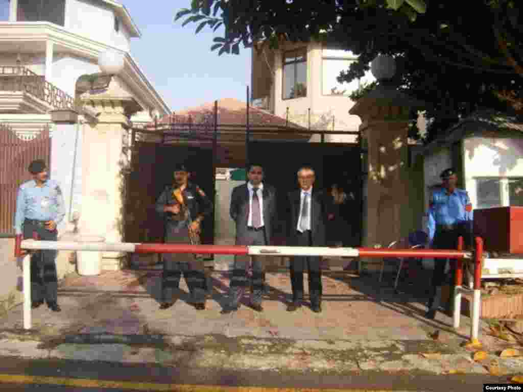 Security outside Kyrgyzstan's embassy in the Pakistani capital, Islamabad, on October 30.
