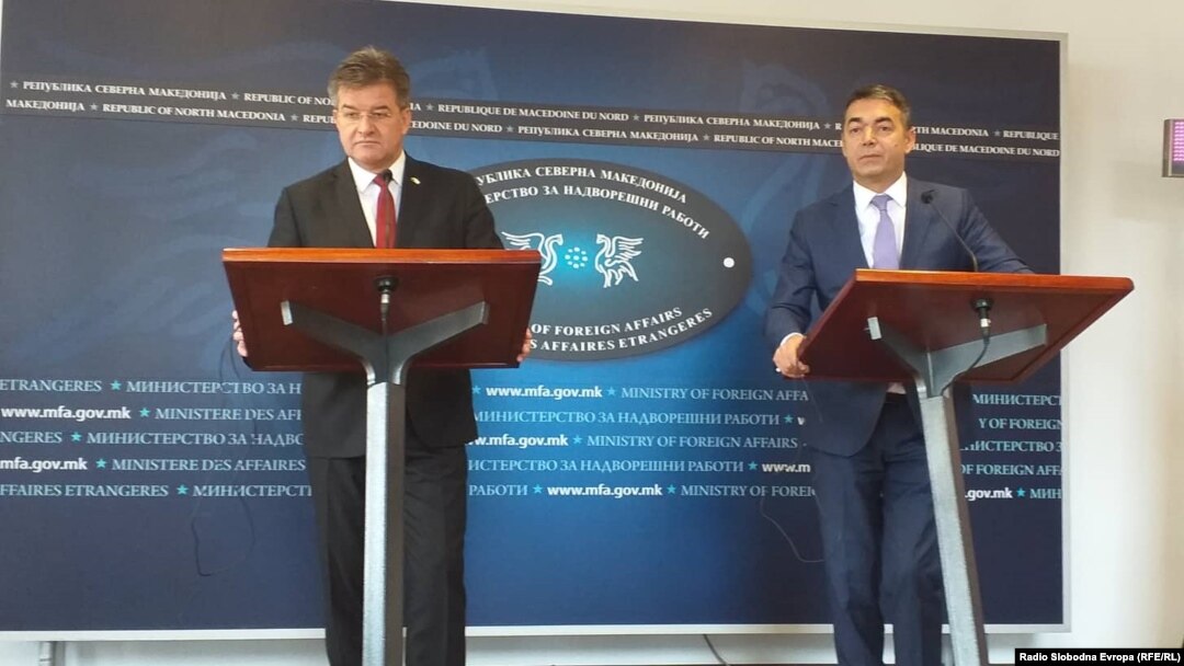 Министерот за надворешни и европски работи на Република Словачка Мирослав Лајчак во Скопје на прес конференција со министерот за надворешни работи Никола Димитров