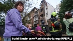 A residential building in Kyiv, the Ukrainian capital, after the latest Russian overnight attack. 