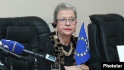 Armenia -- Andrea Wiktorin, head of the EU Delegation in Armenia, attends a seminar in Yerevan, March 6, 2020.