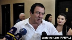 Armenia -- Prosperious Armenia Party leader Gagik Tsarukian speaks to journalists, June 14, 2019.