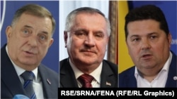 Милорад Додик, претседател на Република Српска, Радован Вишковиќ, премиер на РС и Ненад Стевандиќ, претседател на Собранието на РС