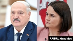 Аляксандар Лукашэнка і Сьвятлана Ціханоўская, каляж