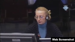 Bivša tajnica iz Ureda predsjednika Mira Mihajlović na suđenju Radovanu Karadžiću, 8. veljače 2012.